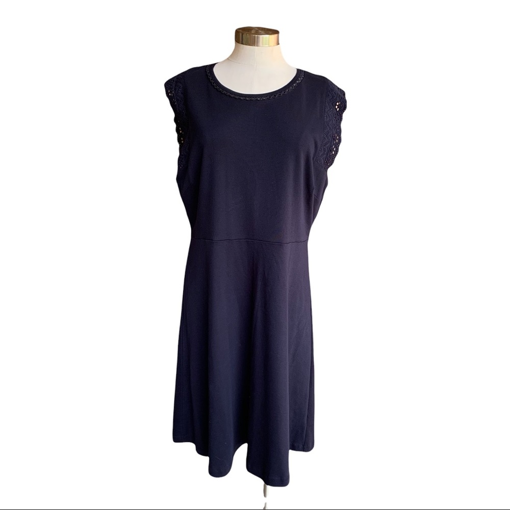 Talbots Navy Blue Fit & Flare Dress XL Petite